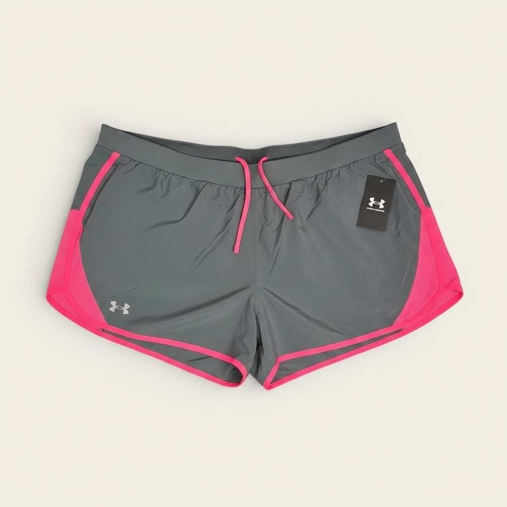 Under Armour Womens Fly By 2.0 Shorts Gray Hot Pink Running Athletic 3XL NEW